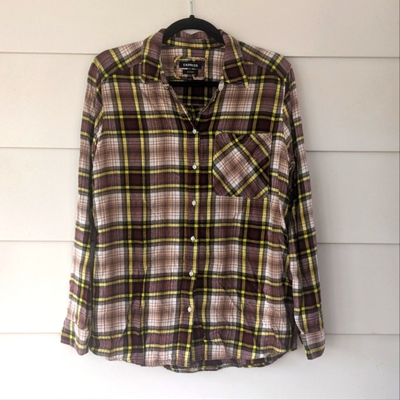 Express Women's Plaid Button Down Shirt, Size M - Picture 1 of 9